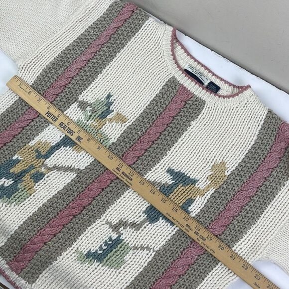 Vtg 1990 Hunters Run Pullover Sweater Women's Large pink cream tan - Picture 6 of 14